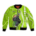 Sydney Thunder Bomber Jacket Aboriginal Dot Art Green White - Tribal Wave Pattern