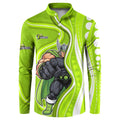 Sydney Thunder Button Sweatshirt Aboriginal Dot Art Green White - Tribal Wave Pattern