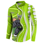 Sydney Thunder Button Sweatshirt Aboriginal Dot Art Green White - Tribal Wave Pattern
