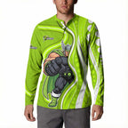 Sydney Thunder Button Sweatshirt Aboriginal Dot Art Green White - Tribal Wave Pattern