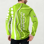 Sydney Thunder Button Sweatshirt Aboriginal Dot Art Green White - Tribal Wave Pattern