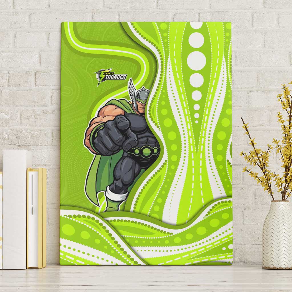 Sydney Thunder Canvas Wall Art Aboriginal Dot Art Green White - Tribal Wave Pattern