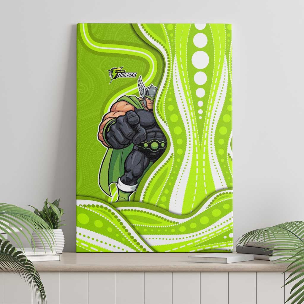 Sydney Thunder Canvas Wall Art Aboriginal Dot Art Green White - Tribal Wave Pattern