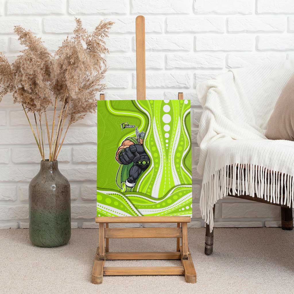 Sydney Thunder Canvas Wall Art Aboriginal Dot Art Green White - Tribal Wave Pattern