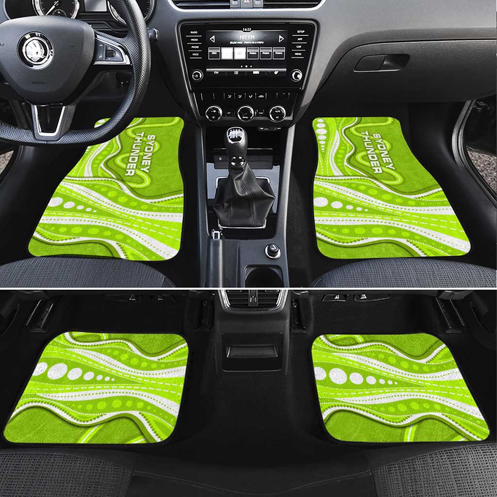 Sydney Thunder Car Mats Aboriginal Dot Art Green White - Tribal Wave Pattern