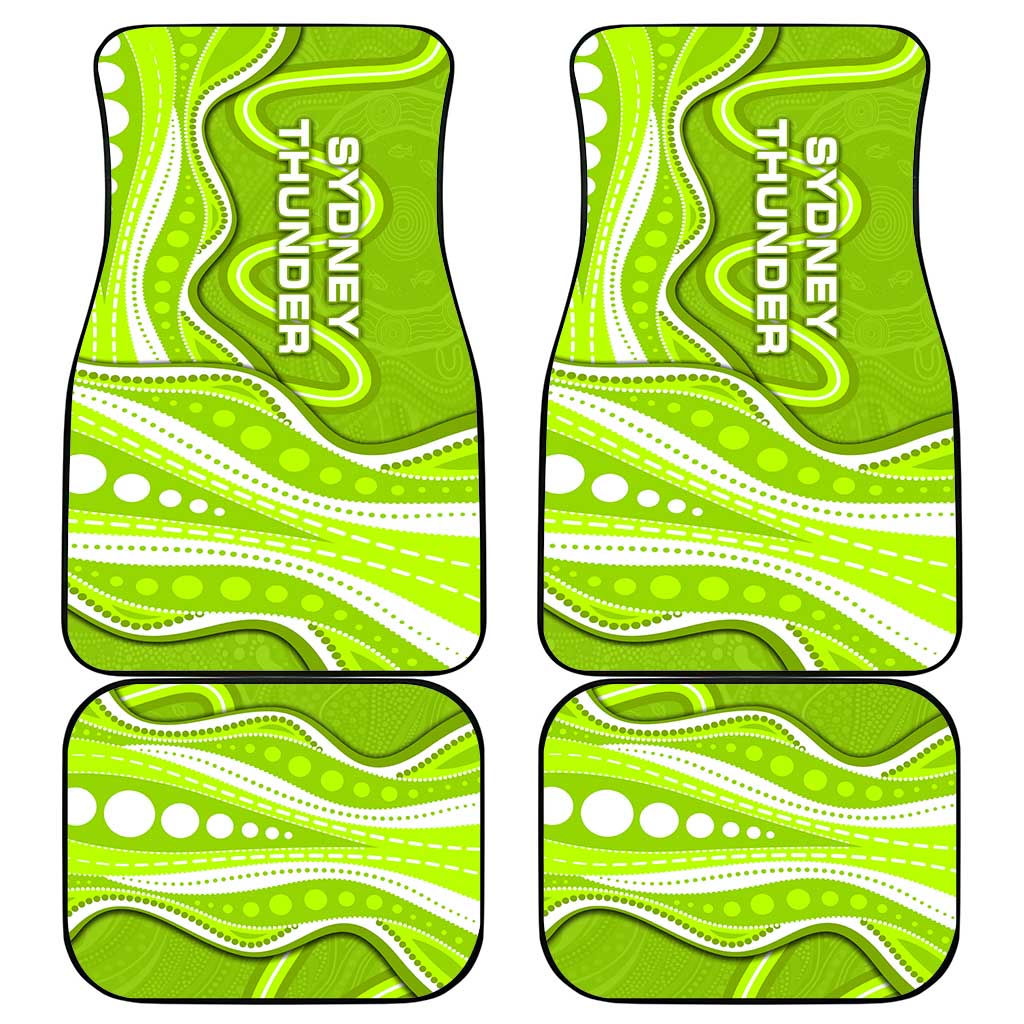 Sydney Thunder Car Mats Aboriginal Dot Art Green White - Tribal Wave Pattern
