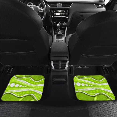 Sydney Thunder Car Mats Aboriginal Dot Art Green White - Tribal Wave Pattern