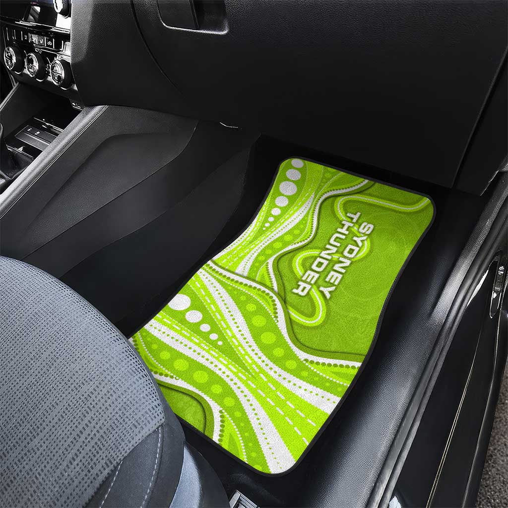 Sydney Thunder Car Mats Aboriginal Dot Art Green White - Tribal Wave Pattern