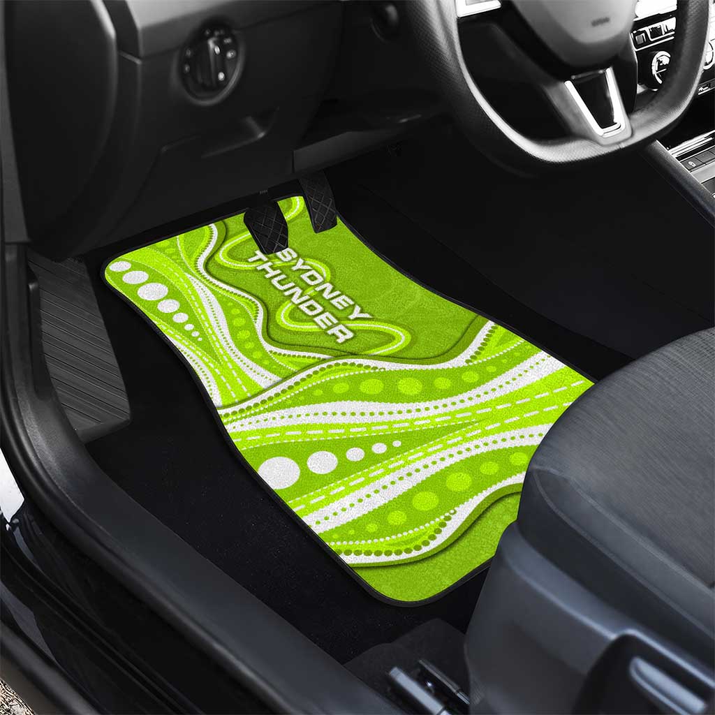 Sydney Thunder Car Mats Aboriginal Dot Art Green White - Tribal Wave Pattern