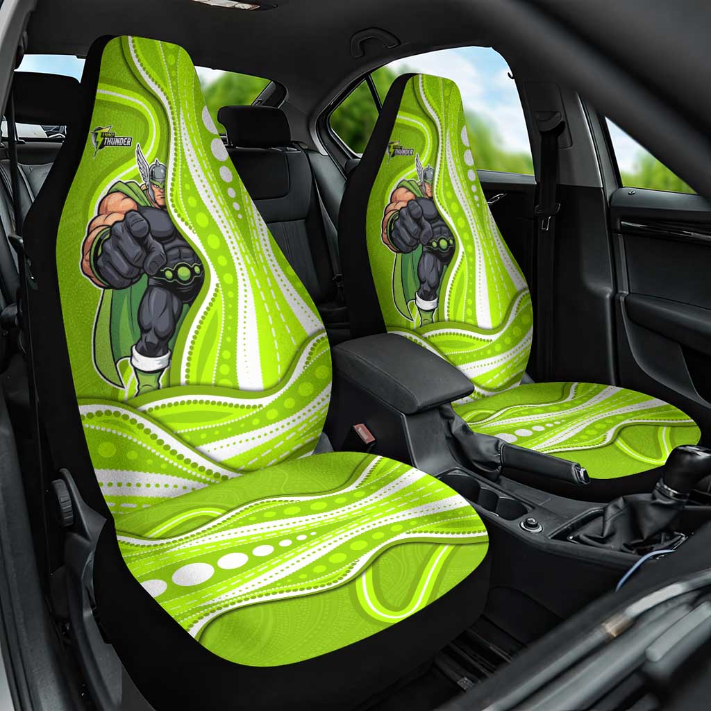 Sydney Thunder Car Seat Cover Aboriginal Dot Art Green White - Tribal Wave Pattern