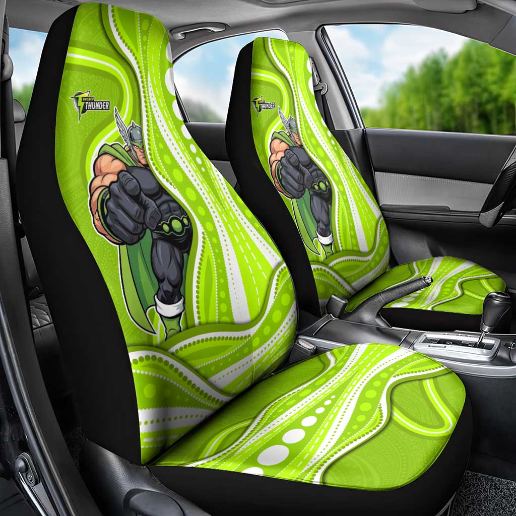 Sydney Thunder Car Seat Cover Aboriginal Dot Art Green White - Tribal Wave Pattern