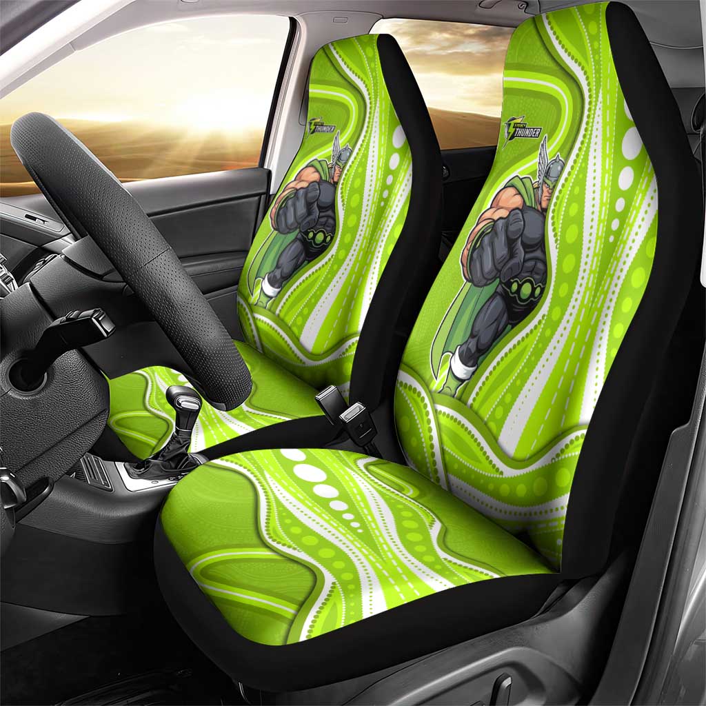 Sydney Thunder Car Seat Cover Aboriginal Dot Art Green White - Tribal Wave Pattern