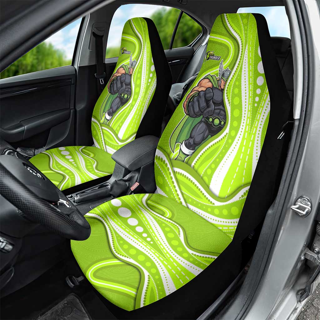 Sydney Thunder Car Seat Cover Aboriginal Dot Art Green White - Tribal Wave Pattern