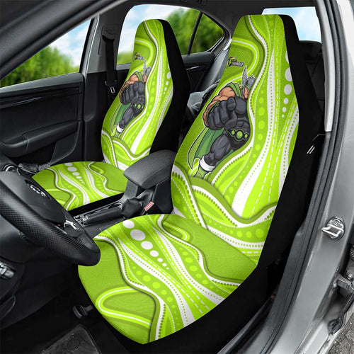 Sydney Thunder Car Seat Cover Aboriginal Dot Art Green White - Tribal Wave Pattern
