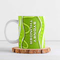 Sydney Thunder Ceramic Mug Aboriginal Dot Art Green White - Tribal Wave Pattern