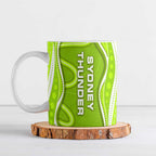 Sydney Thunder Ceramic Mug Aboriginal Dot Art Green White - Tribal Wave Pattern