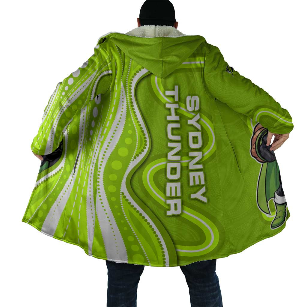 Sydney Thunder Cloak Aboriginal Dot Art Green White - Tribal Wave Pattern