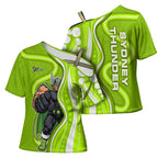 Sydney Thunder Cross Shoulder Shirt Aboriginal Dot Art Green White - Tribal Wave Pattern