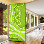 Sydney Thunder Door Cover Aboriginal Dot Art Green White - Tribal Wave Pattern