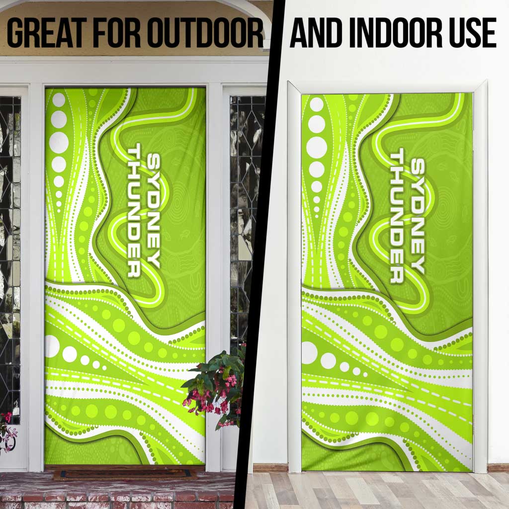 Sydney Thunder Door Cover Aboriginal Dot Art Green White - Tribal Wave Pattern