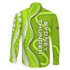 Sydney Thunder Family Matching Mermaid Dress and Hawaiian Shirt Aboriginal Dot Art Green White - Tribal Wave Pattern