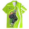 Sydney Thunder Family Matching Puletasi and Hawaiian Shirt Aboriginal Dot Art Green White - Tribal Wave Pattern