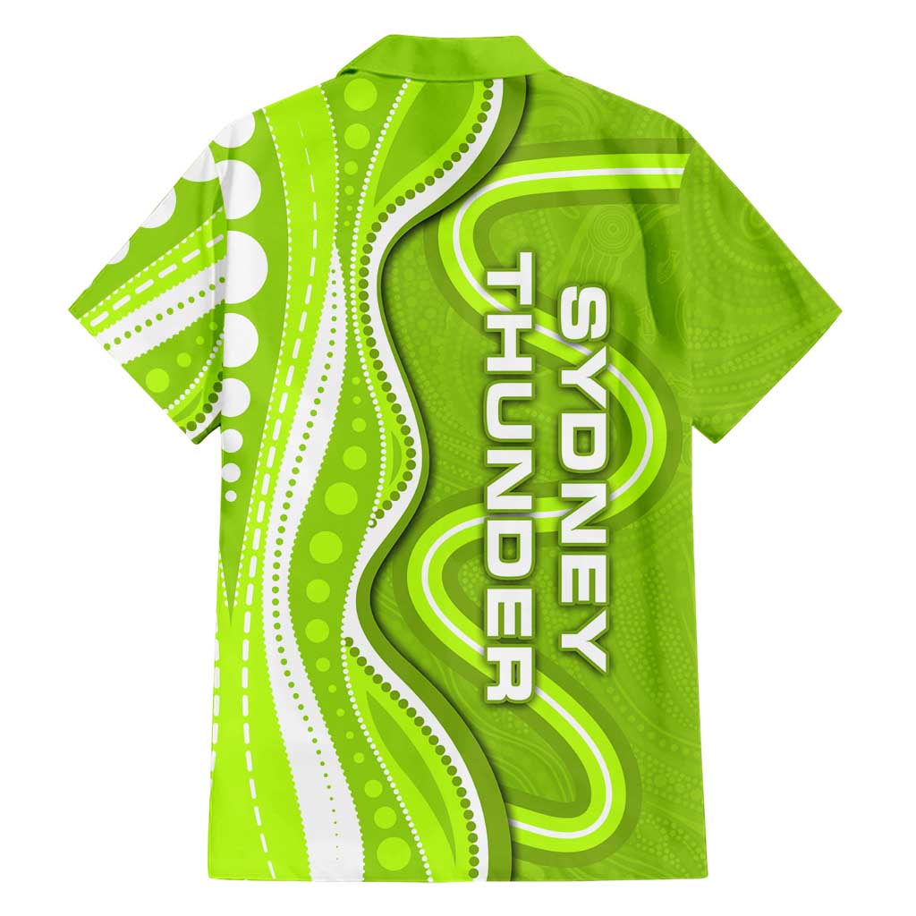 Sydney Thunder Family Matching Puletasi and Hawaiian Shirt Aboriginal Dot Art Green White - Tribal Wave Pattern