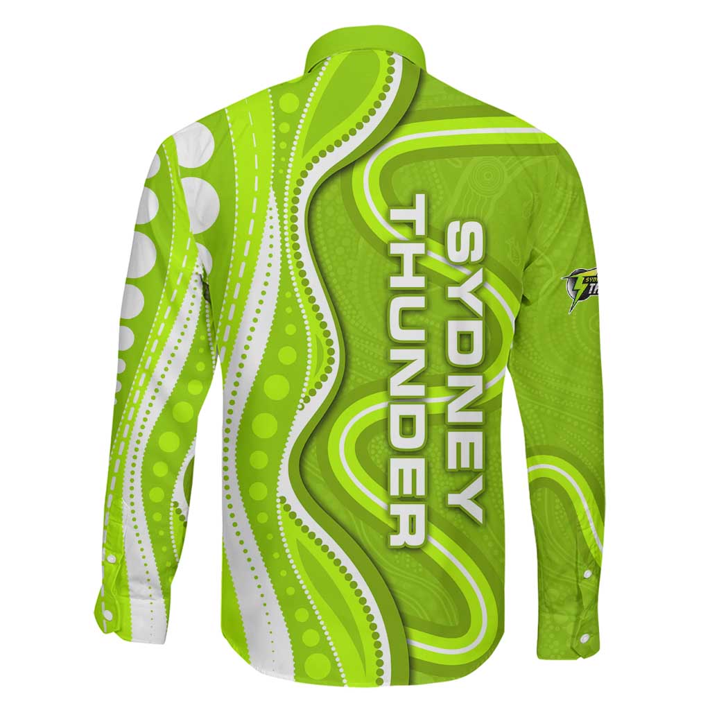 Sydney Thunder Family Matching Puletasi and Hawaiian Shirt Aboriginal Dot Art Green White - Tribal Wave Pattern