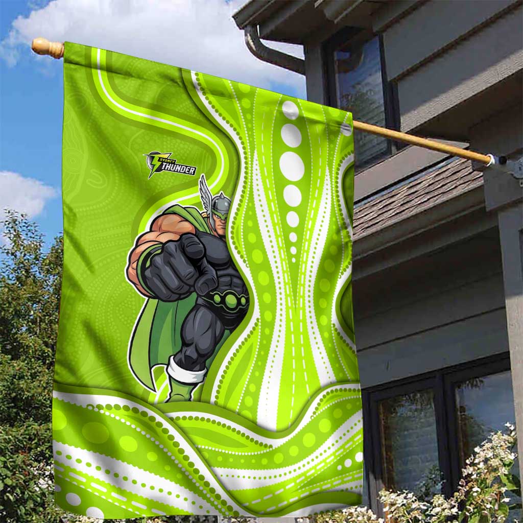 Sydney Thunder Garden Flag Aboriginal Dot Art Green White - Tribal Wave Pattern