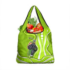 Sydney Thunder Grocery Bag Aboriginal Dot Art Green White - Tribal Wave Pattern