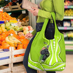 Sydney Thunder Grocery Bag Aboriginal Dot Art Green White - Tribal Wave Pattern