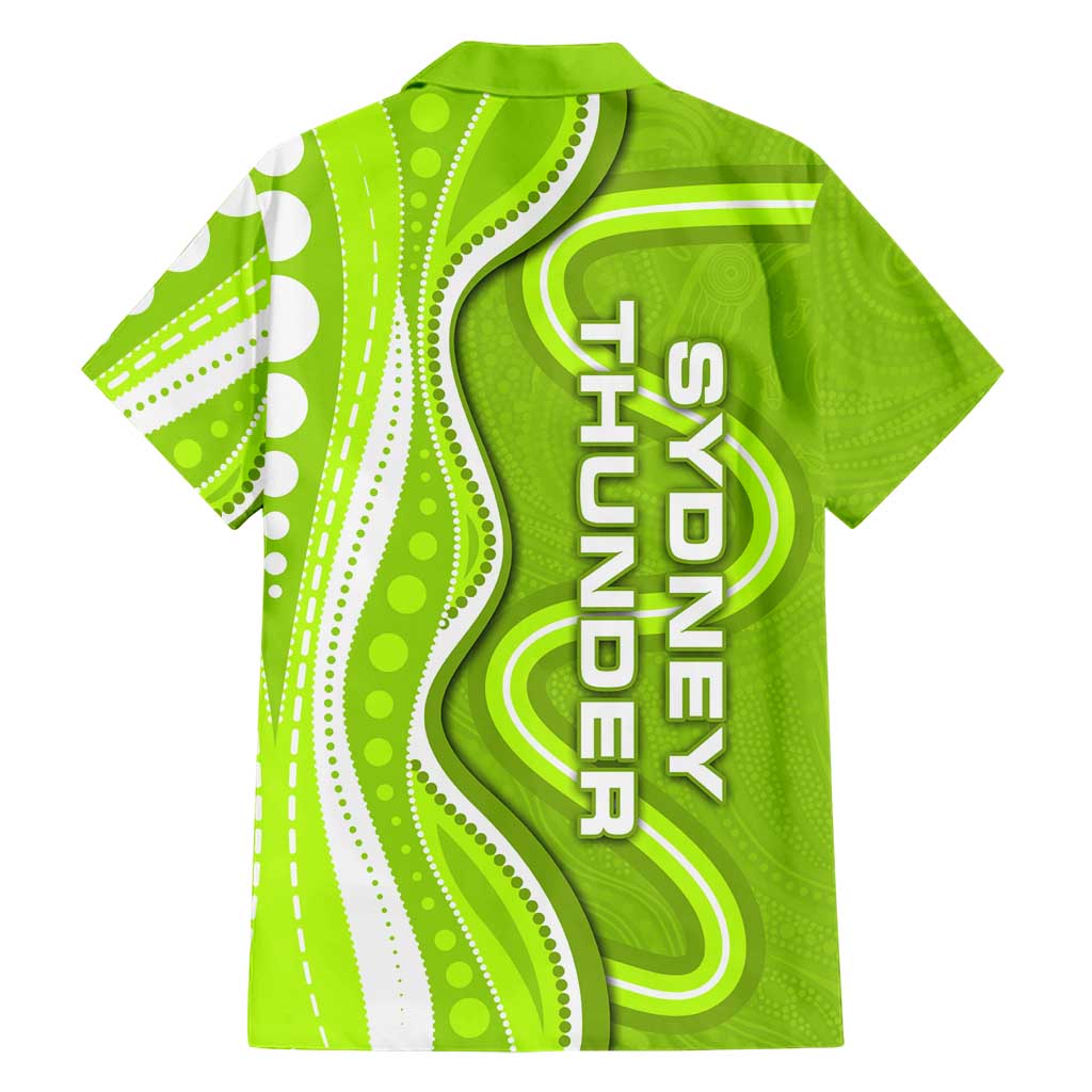 Sydney Thunder Hawaiian Shirt Aboriginal Dot Art Green White - Tribal Wave Pattern