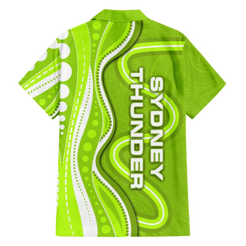Sydney Thunder Hawaiian Shirt Aboriginal Dot Art Green White - Tribal Wave Pattern