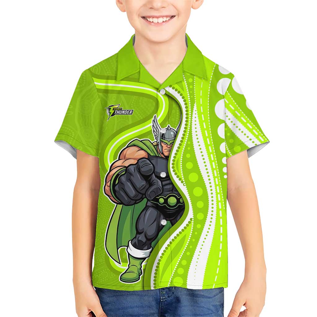 Sydney Thunder Hawaiian Shirt Aboriginal Dot Art Green White - Tribal Wave Pattern