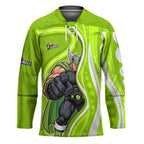Sydney Thunder Hockey Jersey Aboriginal Dot Art Green White - Tribal Wave Pattern