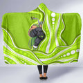 Sydney Thunder Hooded Blanket Aboriginal Dot Art Green White - Tribal Wave Pattern