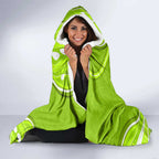 Sydney Thunder Hooded Blanket Aboriginal Dot Art Green White - Tribal Wave Pattern