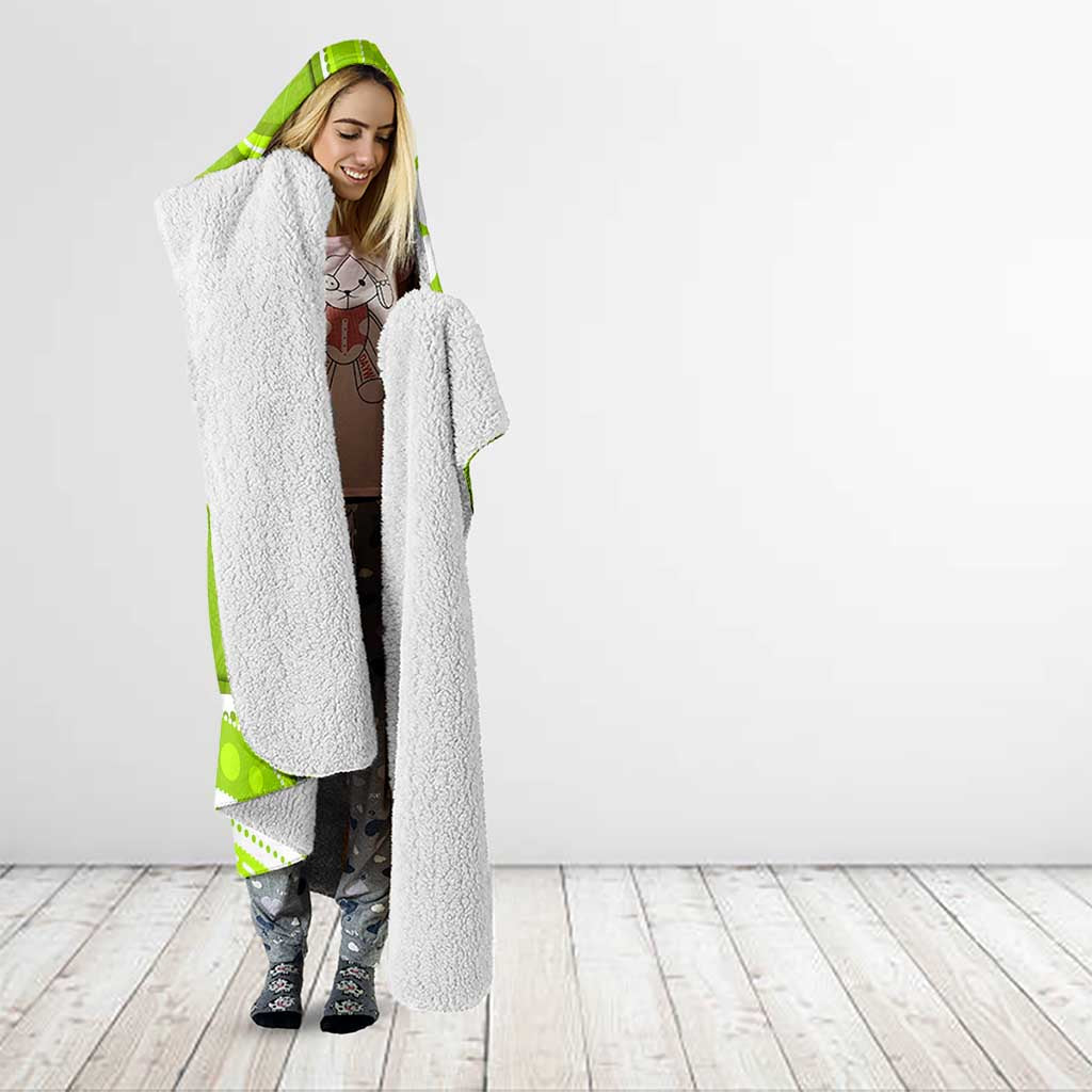 Sydney Thunder Hooded Blanket Aboriginal Dot Art Green White - Tribal Wave Pattern