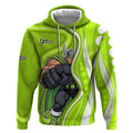 Sydney Thunder Hoodie Aboriginal Dot Art Green White - Tribal Wave Pattern