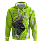 Sydney Thunder Hoodie Aboriginal Dot Art Green White - Tribal Wave Pattern