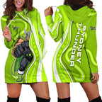 Sydney Thunder Hoodie Dress Aboriginal Dot Art Green White - Tribal Wave Pattern