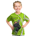 Sydney Thunder Kid T Shirt Aboriginal Dot Art Green White - Tribal Wave Pattern
