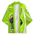 Sydney Thunder Kimono Aboriginal Dot Art Green White - Tribal Wave Pattern
