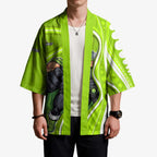 Sydney Thunder Kimono Aboriginal Dot Art Green White - Tribal Wave Pattern