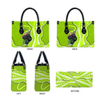 Sydney Thunder Leather Bag Aboriginal Dot Art Green White - Tribal Wave Pattern