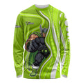 Sydney Thunder Long Sleeve Shirt Aboriginal Dot Art Green White - Tribal Wave Pattern