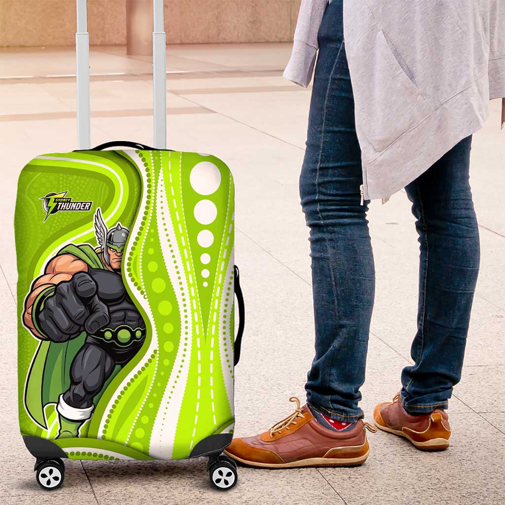 Sydney Thunder Luggage Cover Aboriginal Dot Art Green White - Tribal Wave Pattern