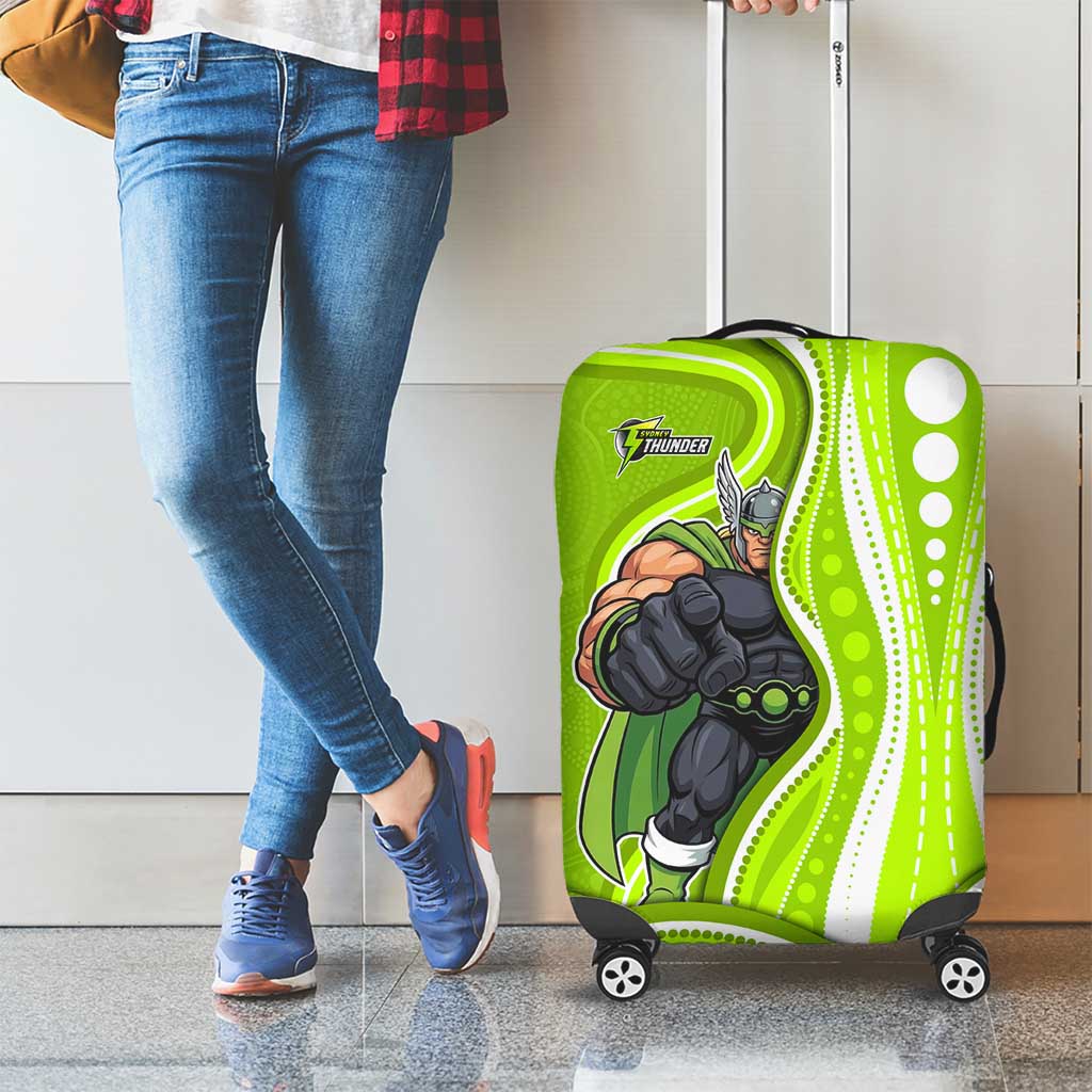 Sydney Thunder Luggage Cover Aboriginal Dot Art Green White - Tribal Wave Pattern