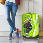 Sydney Thunder Luggage Cover Aboriginal Dot Art Green White - Tribal Wave Pattern