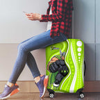 Sydney Thunder Luggage Cover Aboriginal Dot Art Green White - Tribal Wave Pattern